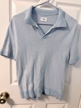 Academy Brand Pale Blue Knit Polo for Men